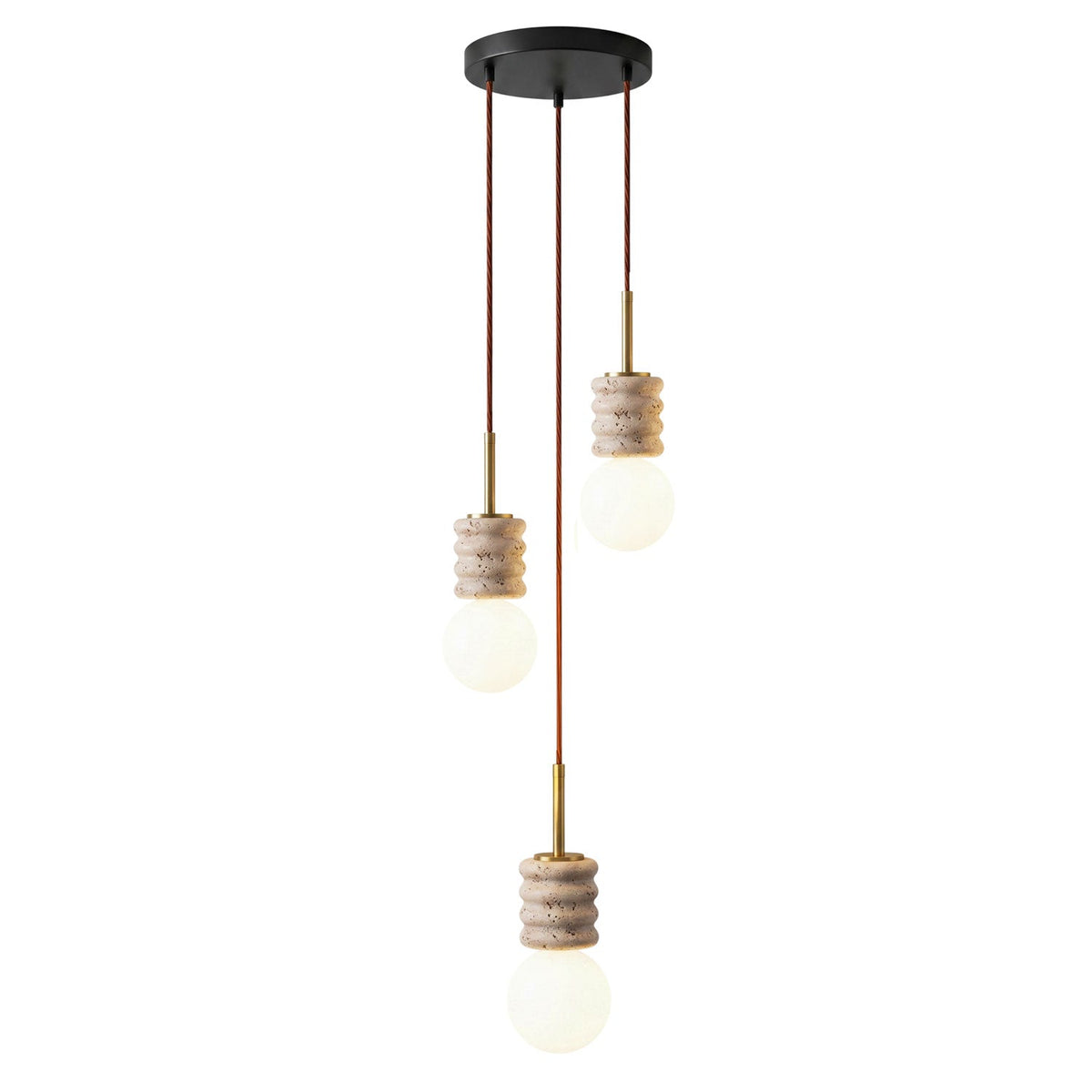 Violaine Yellow Travertine Ribbed Pendant Light