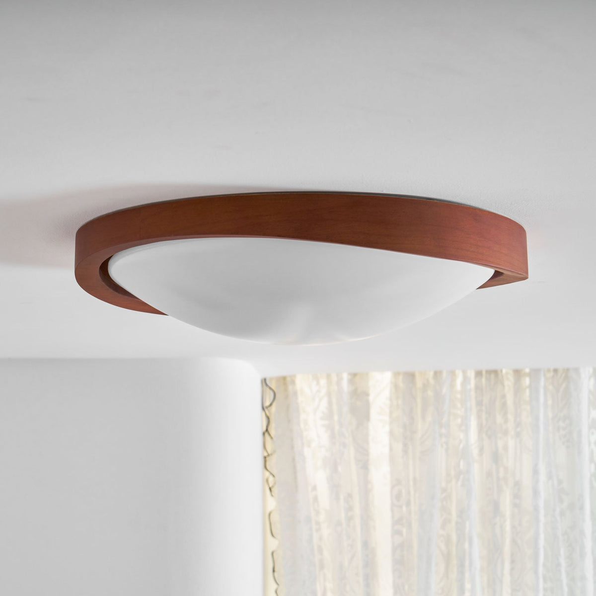 Noyer Walnut Curved Edge LED Flush Mount Ceiling Light