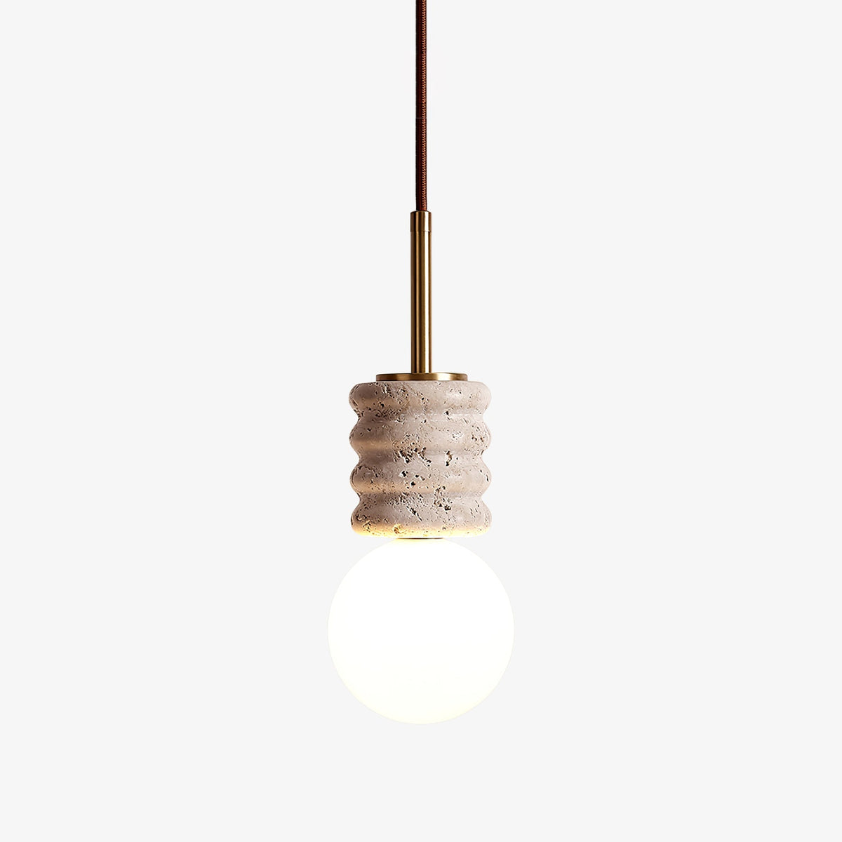 Violaine Yellow Travertine Ribbed Pendant Light