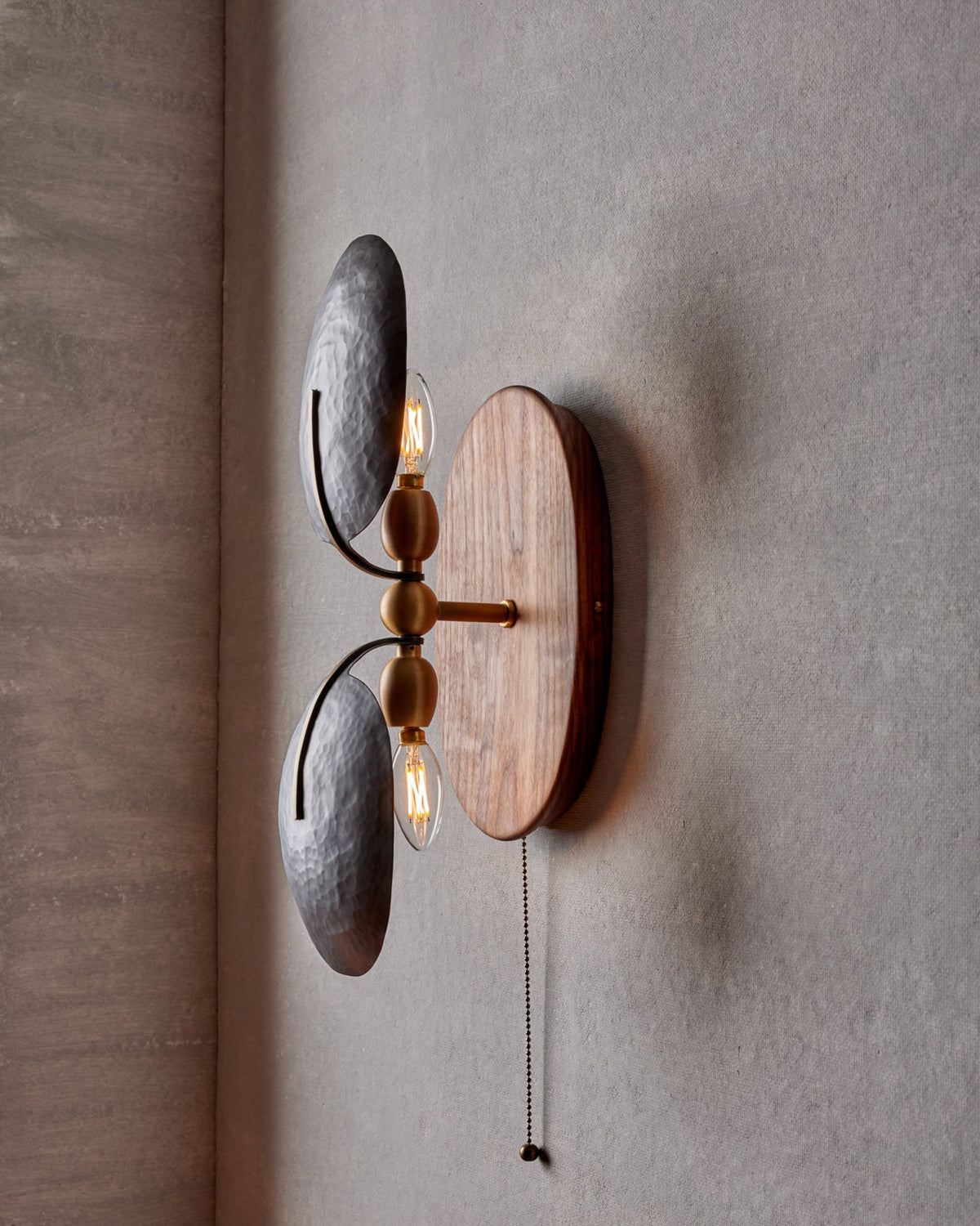 Eventail Walnut Wood Fan Wall Sconce