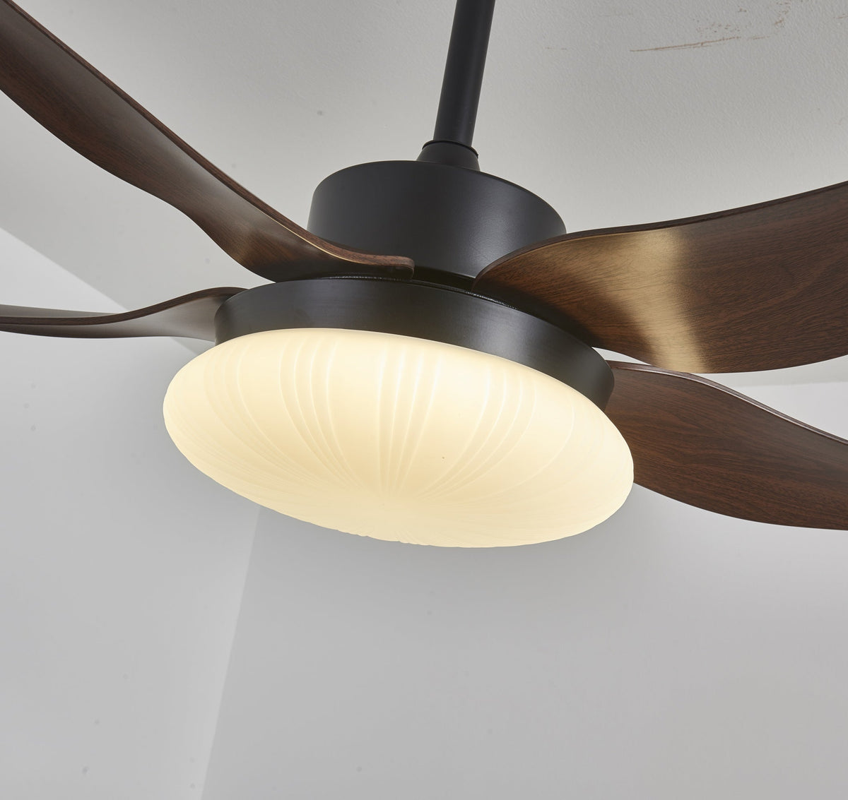 Belline Walnut Palm Blade LED Ceiling Fan Light