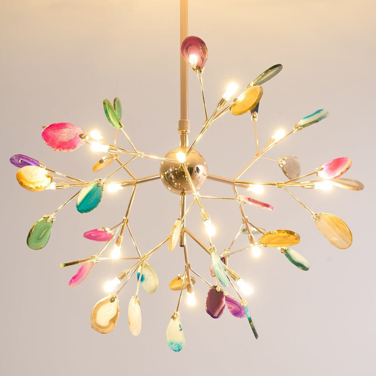 Calliste Natural Agate Rose Gold Branch Chandelier