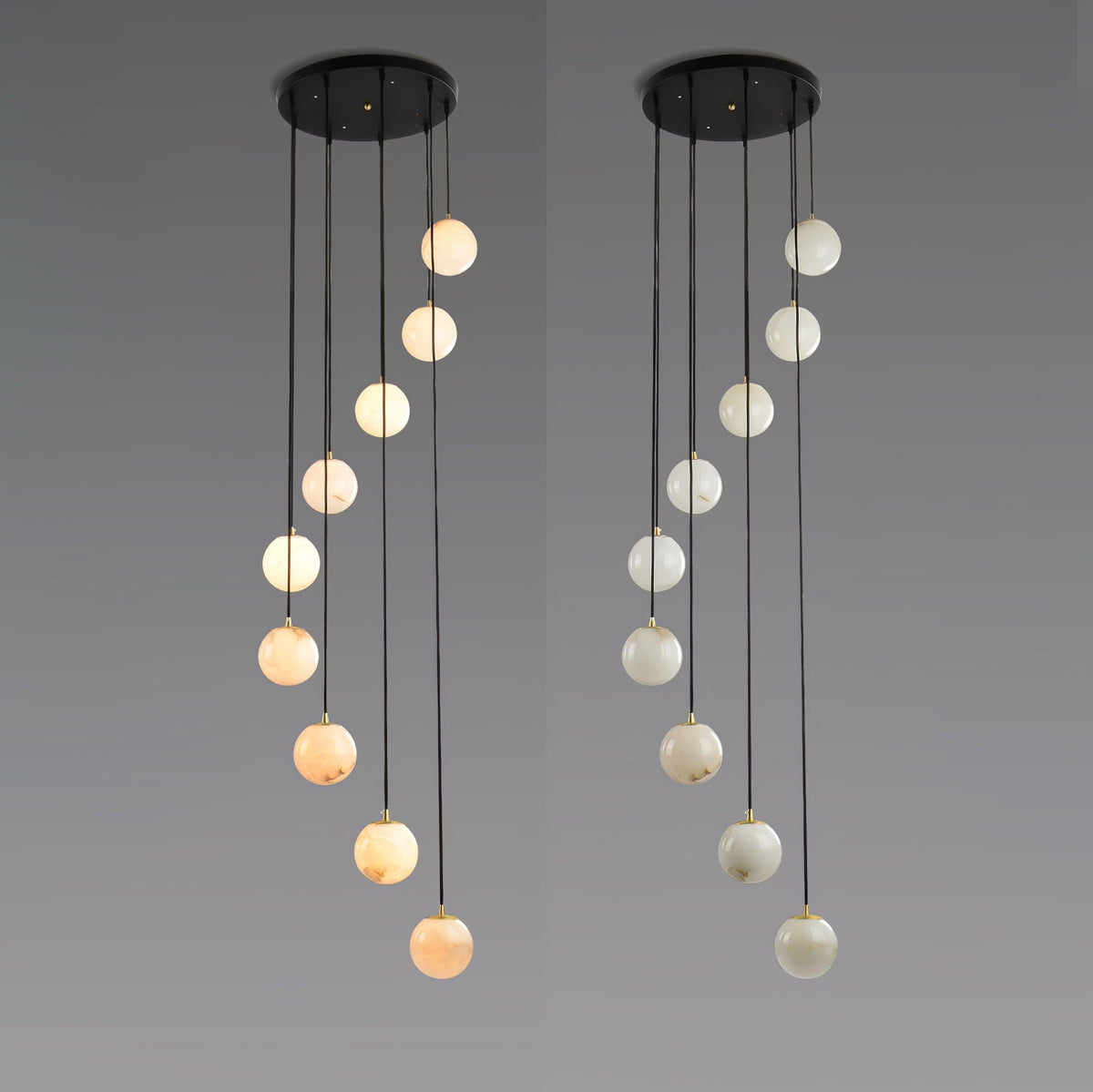 Amadine Alabaster Sphere Cluster Staircase Chandelier