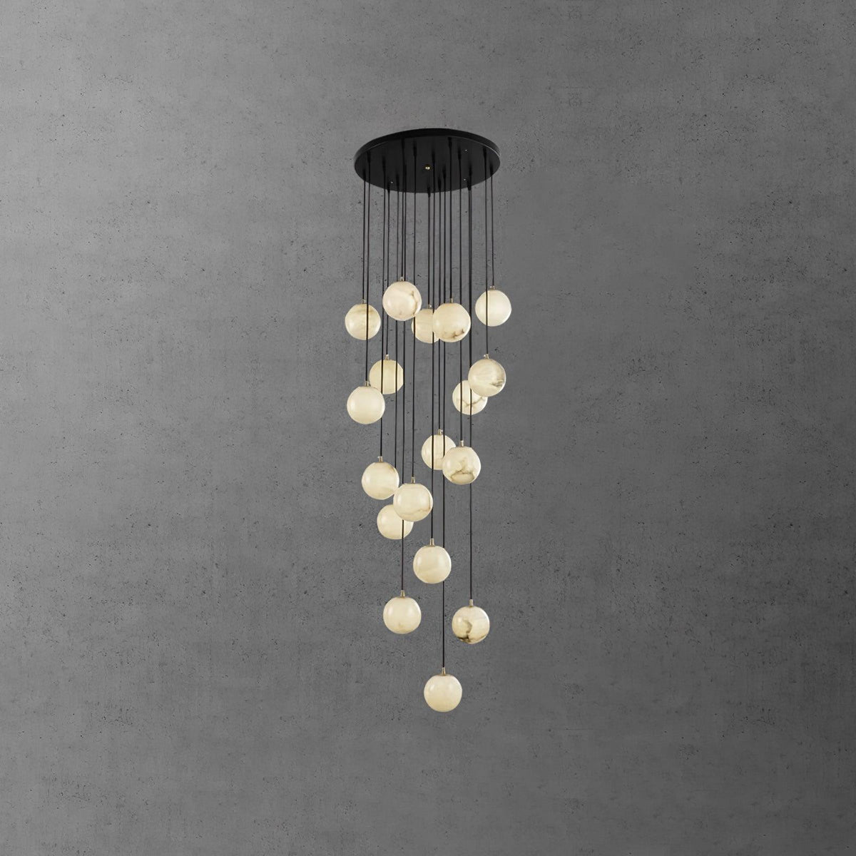 Amadine Alabaster Sphere Cluster Staircase Chandelier
