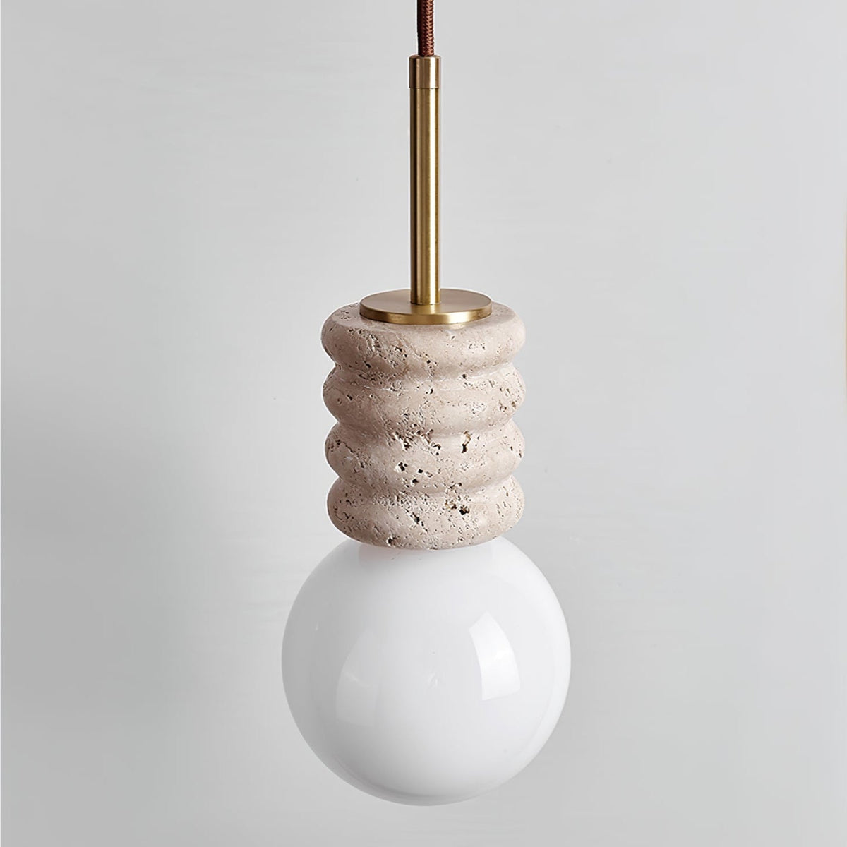 Violaine Yellow Travertine Ribbed Pendant Light