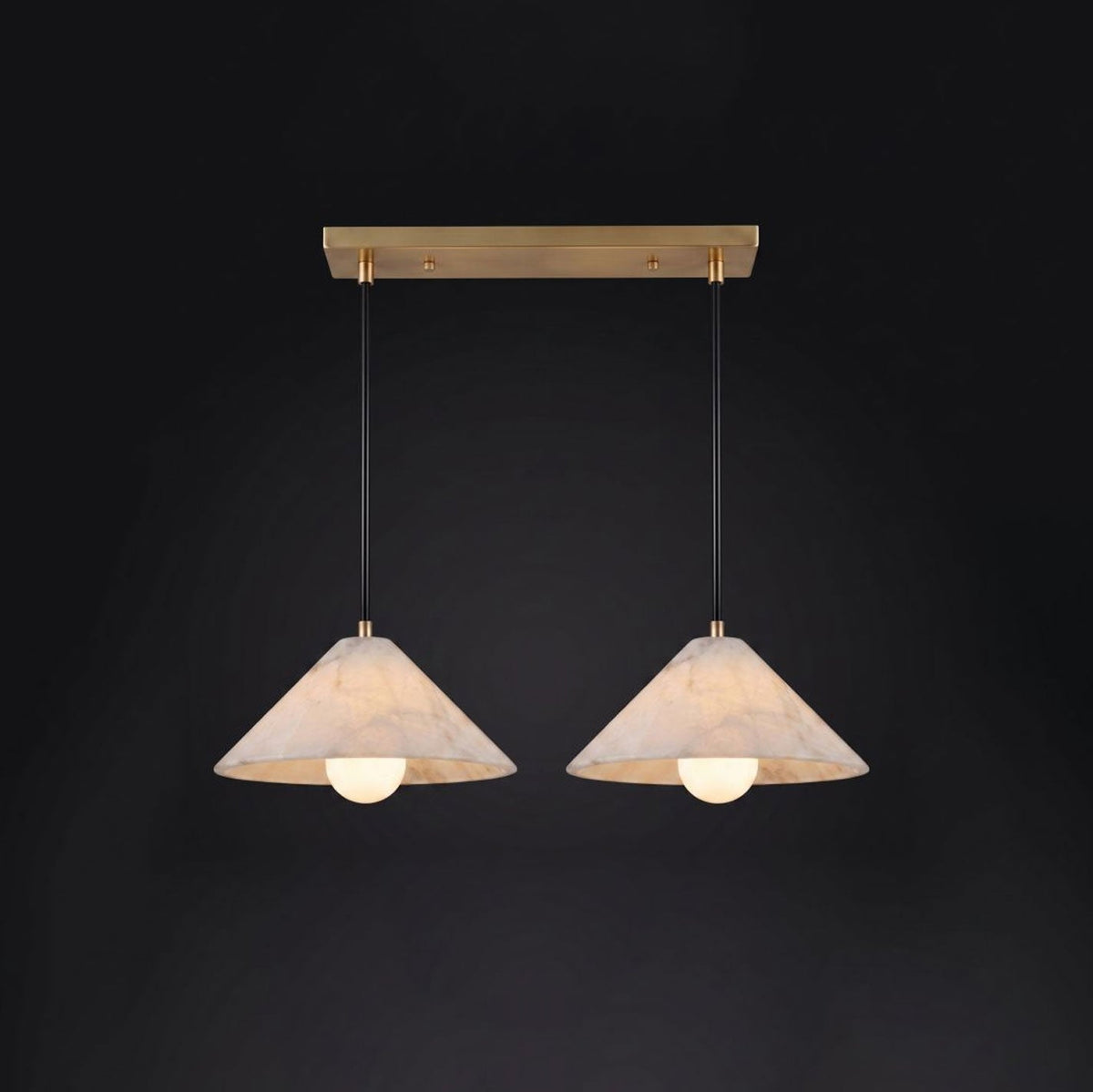 Zephyrine Alabaster Cone Brass Pendant Light