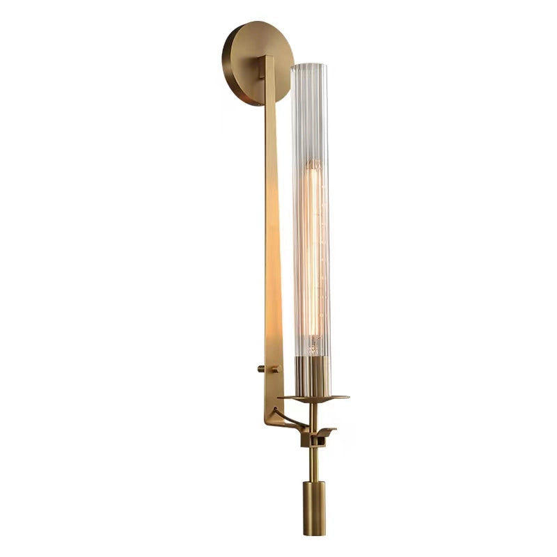 Odalys Brass Ribbed Glass Wall Sconce