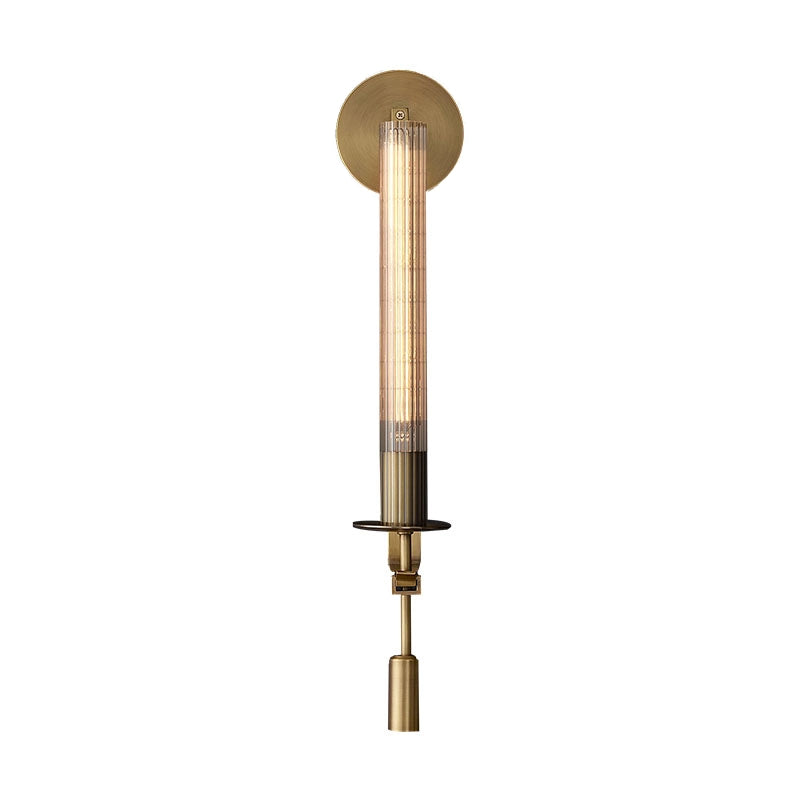 Odalys Brass Ribbed Glass Wall Sconce