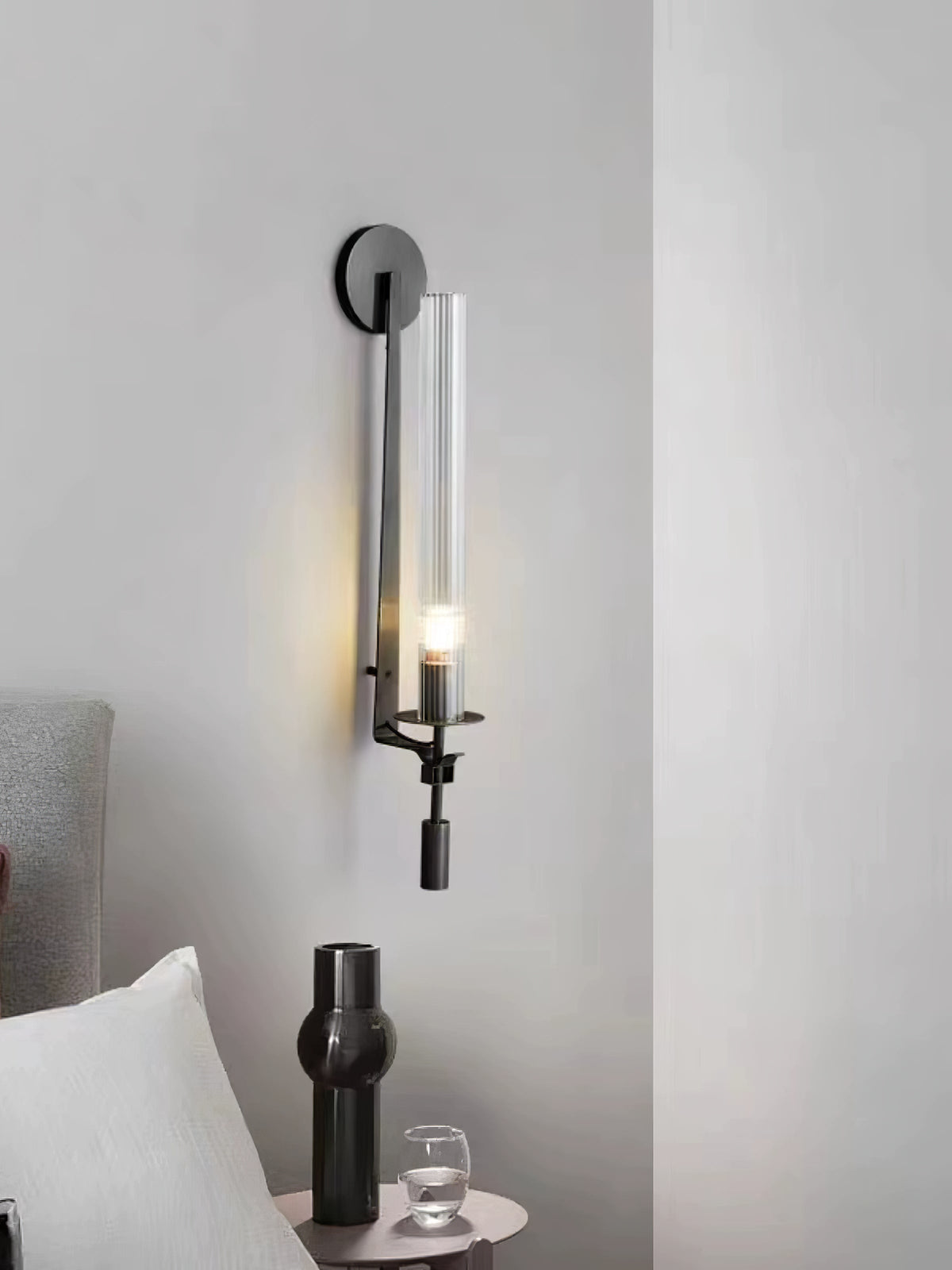 Odalys Brass Ribbed Glass Wall Sconce