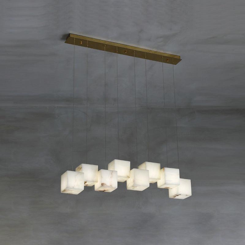 Ariane Linear Alabaster Cube Pendant Chandelier