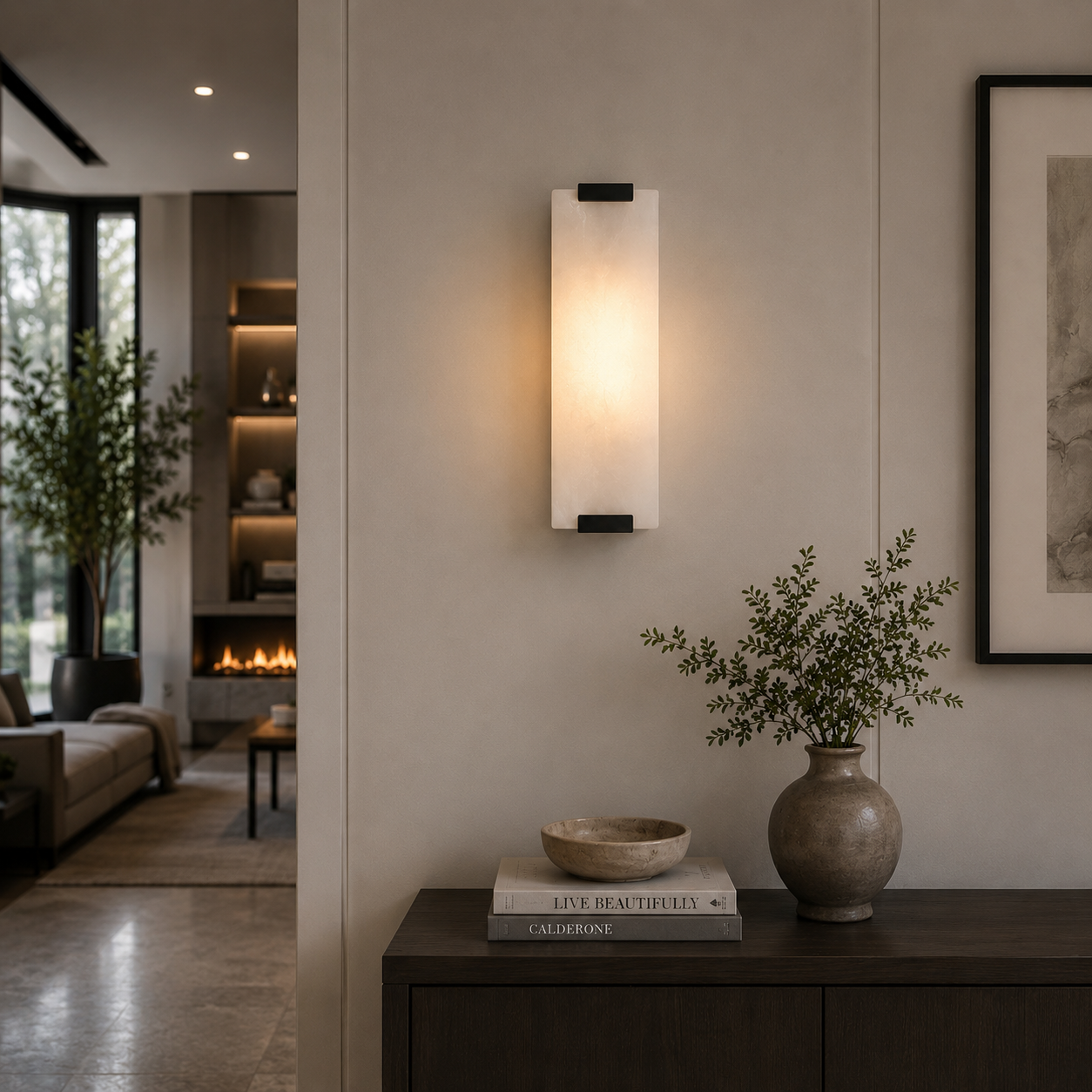 Marbella Modern Marble & Brass Wall Sconce
