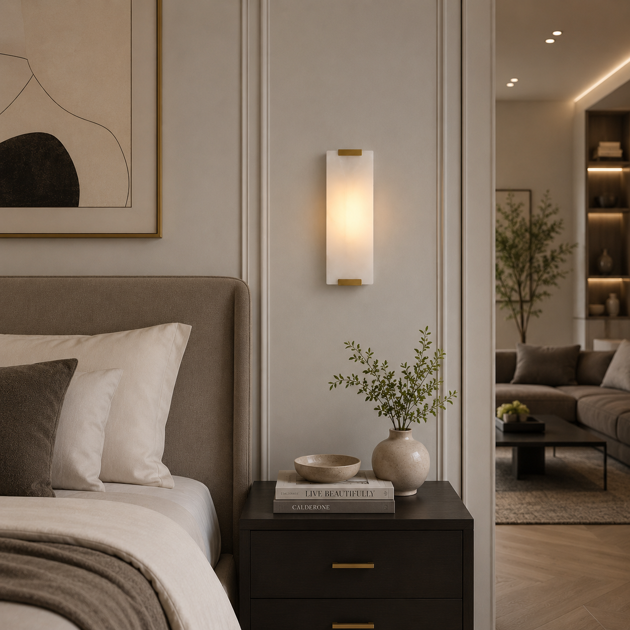 Marbella Modern Marble & Brass Wall Sconce