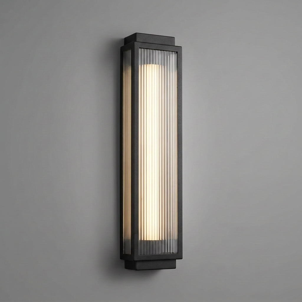 Solène reeded glass sconce on grey studio background
