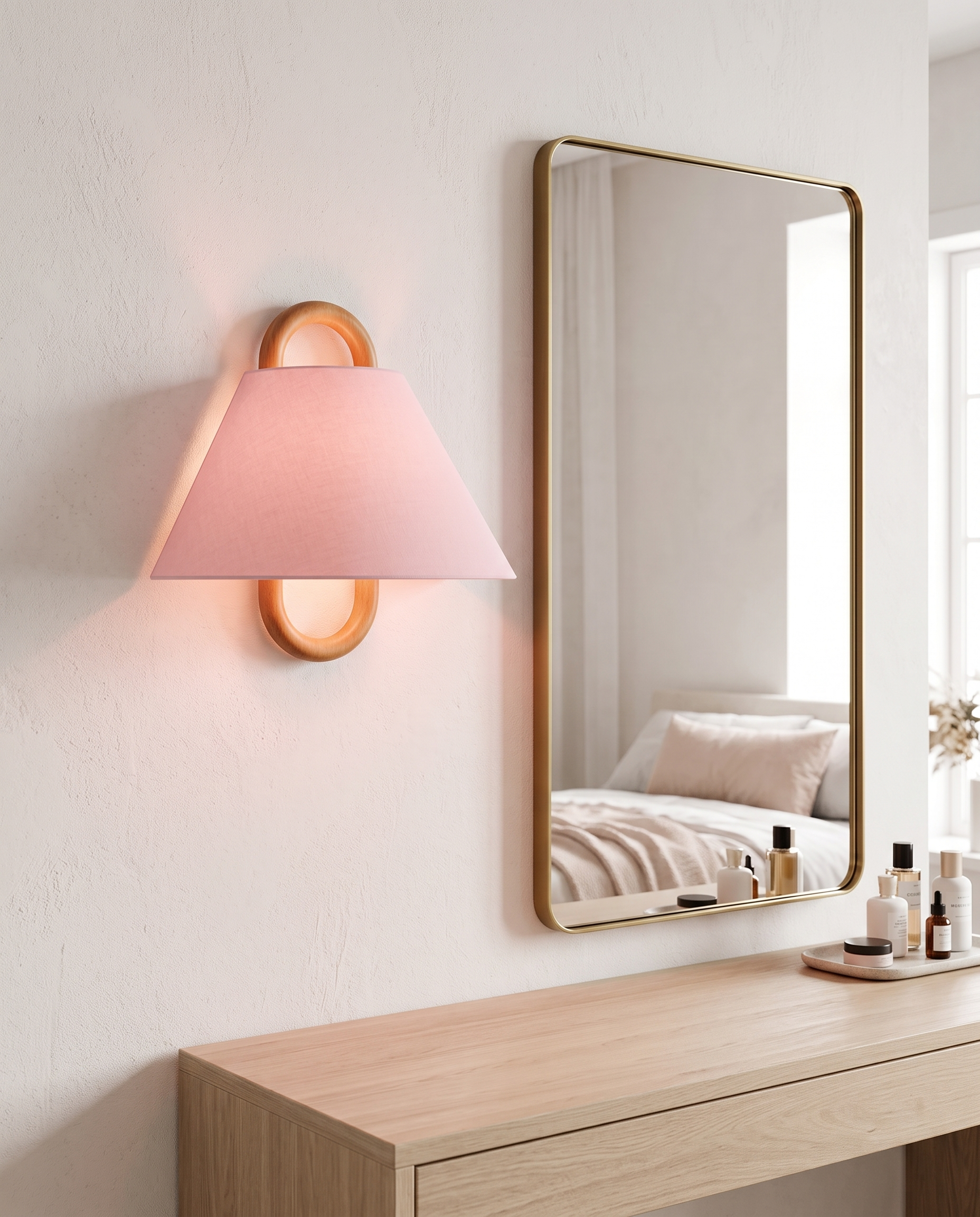 Aspen Wood Wall Sconce Light Pink Flat - vanity