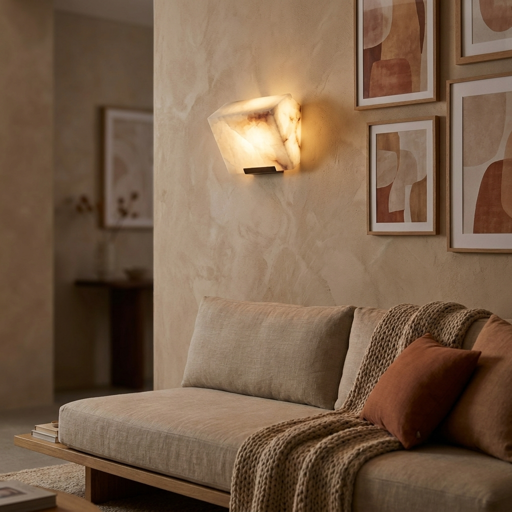 Scala Alabaster Wall Light as a living-room accent