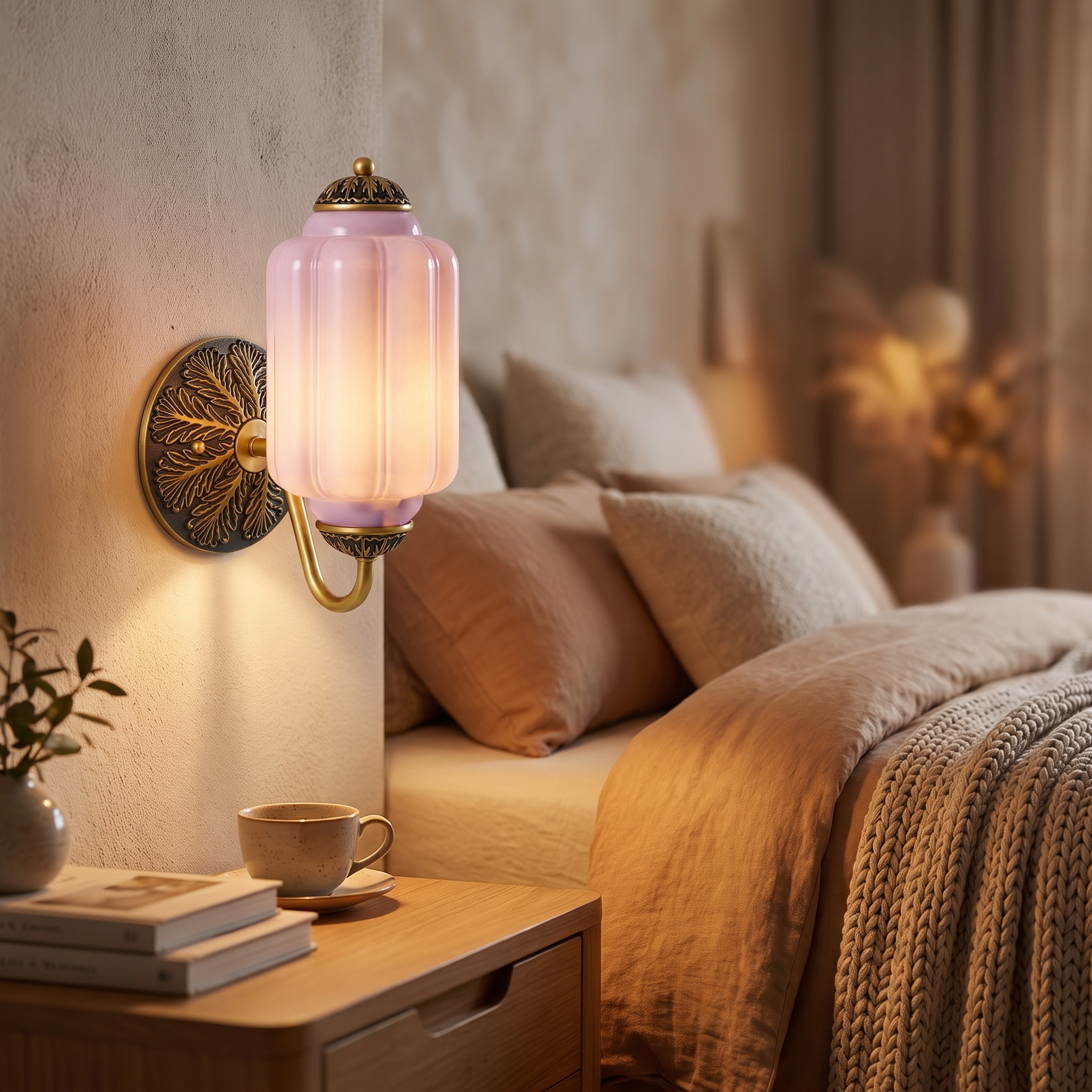 Selene wall sconce - brass + lavender
