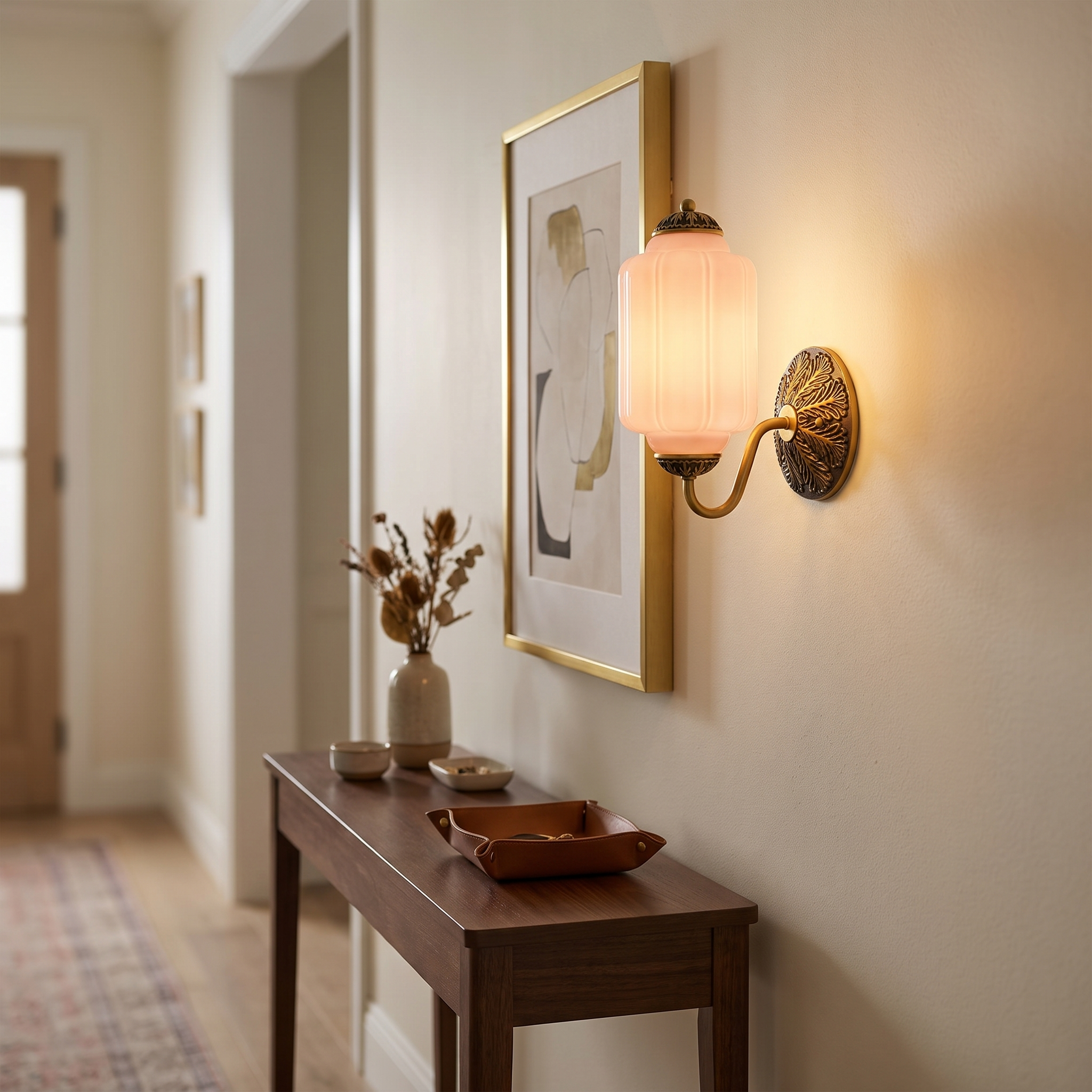Selene wall sconce - brass + pink