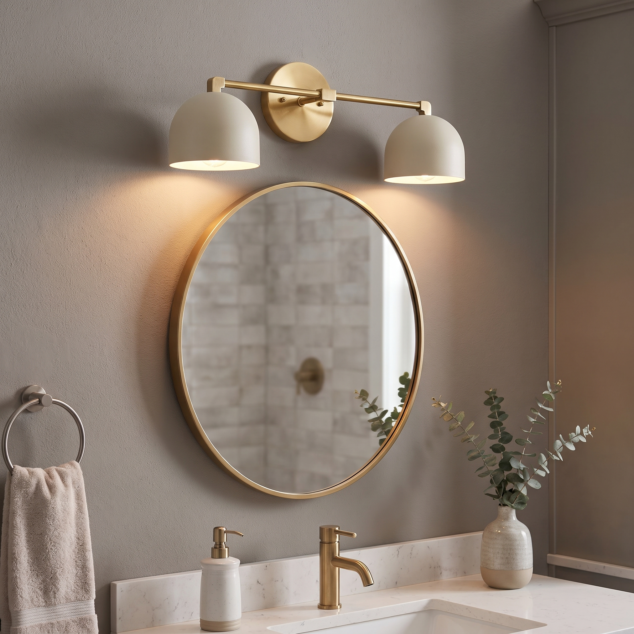 Metio vanity light - white shade / brass