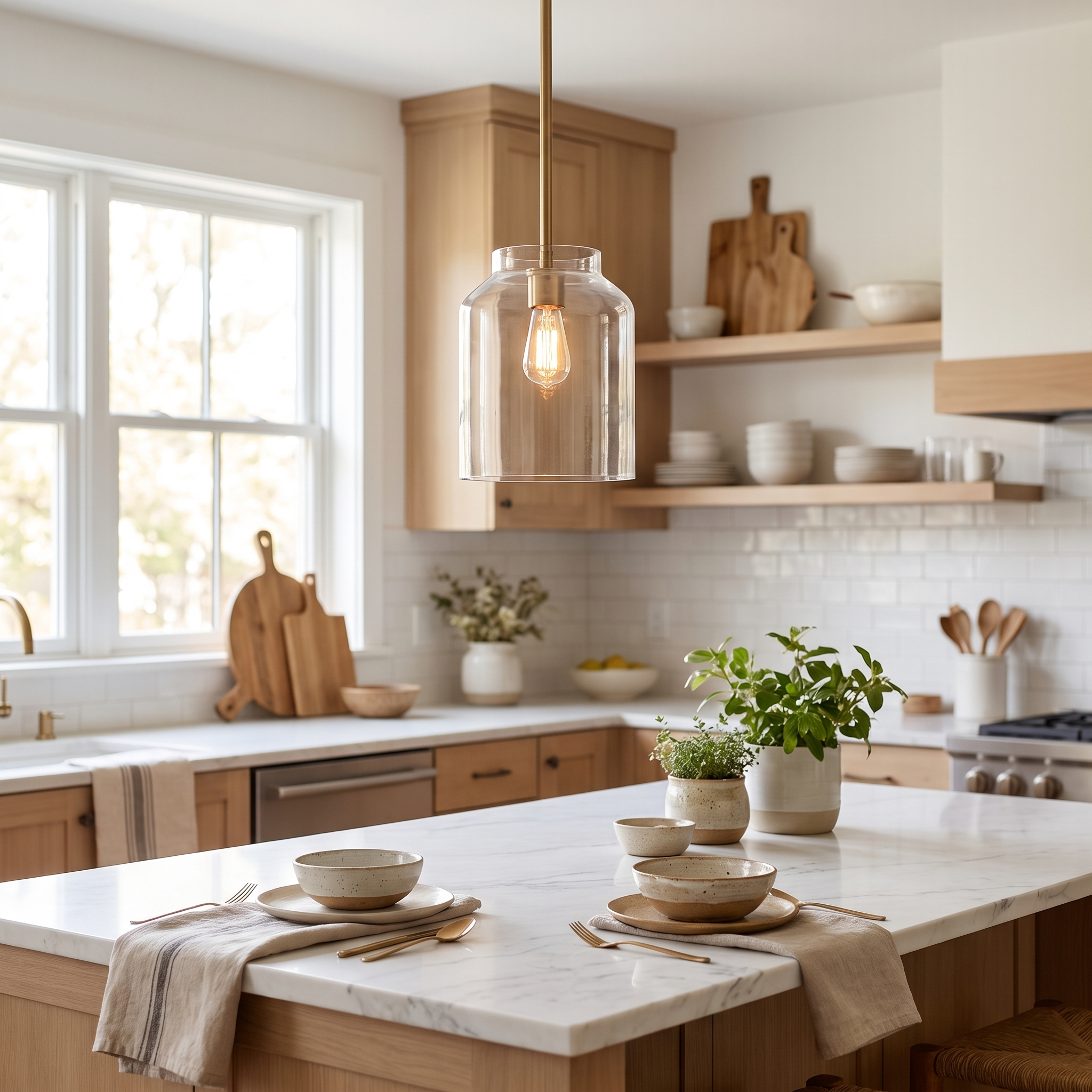 Hanton pendant - Clear Glass / Antique Brass