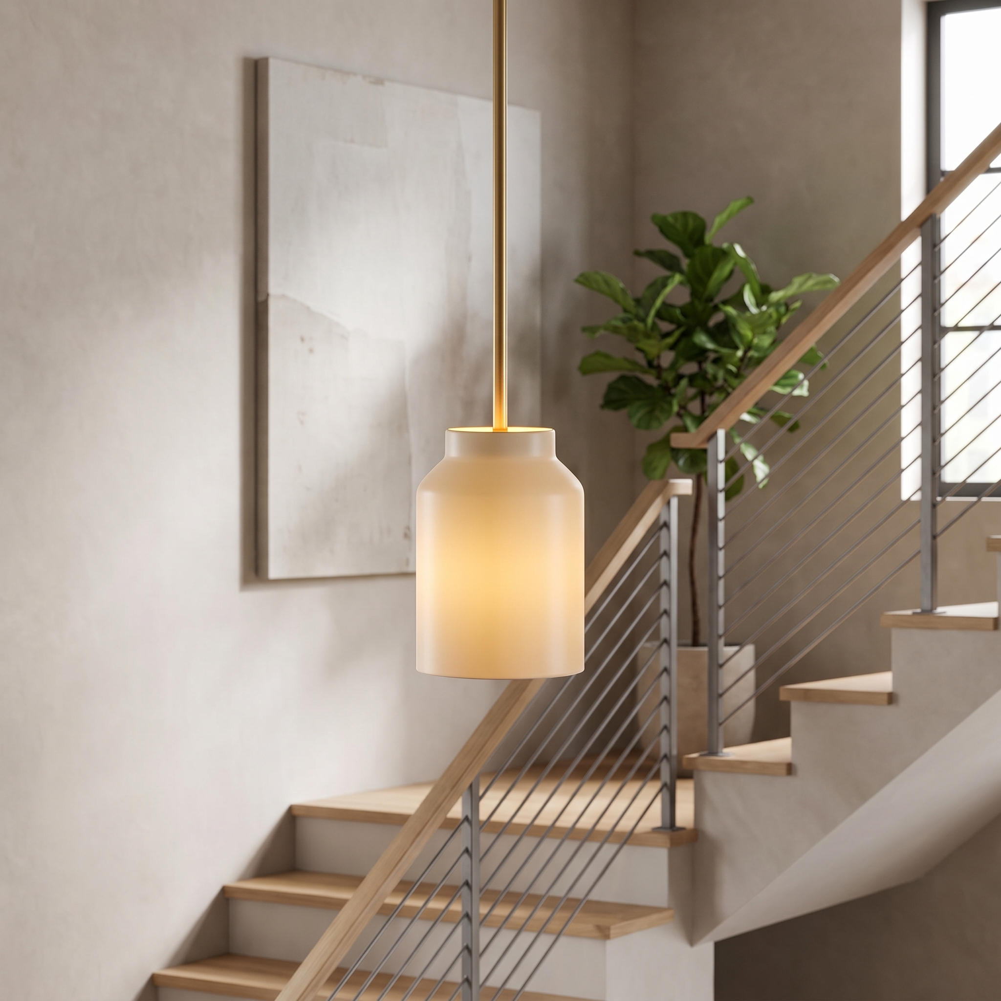 Hanton pendant - Powder Coated Ivory / Antique Brass