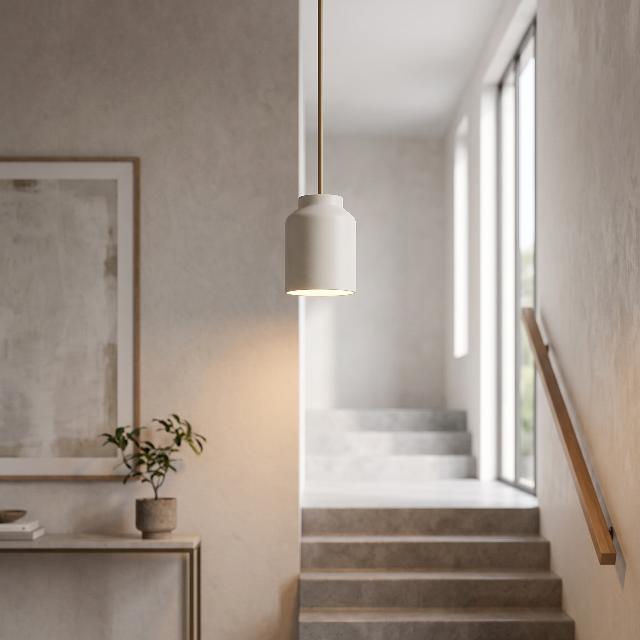 Hanton pendant - Powder Coated Ivory / Antique Brass