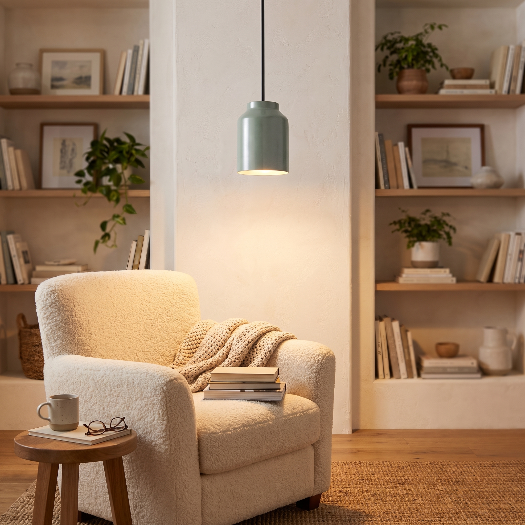 Hanton pendant - Coated Celadon / Matte Black