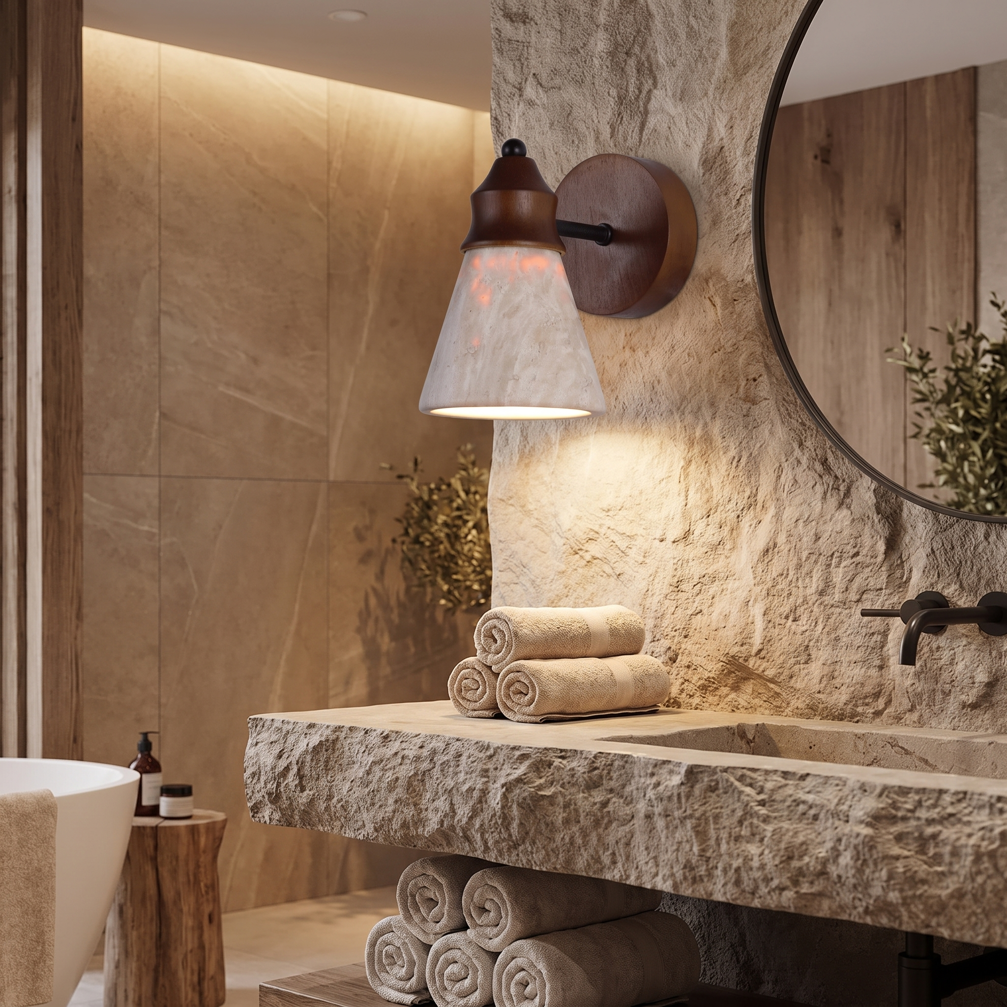 Aldan Travertine Wall Sconce lifestyle