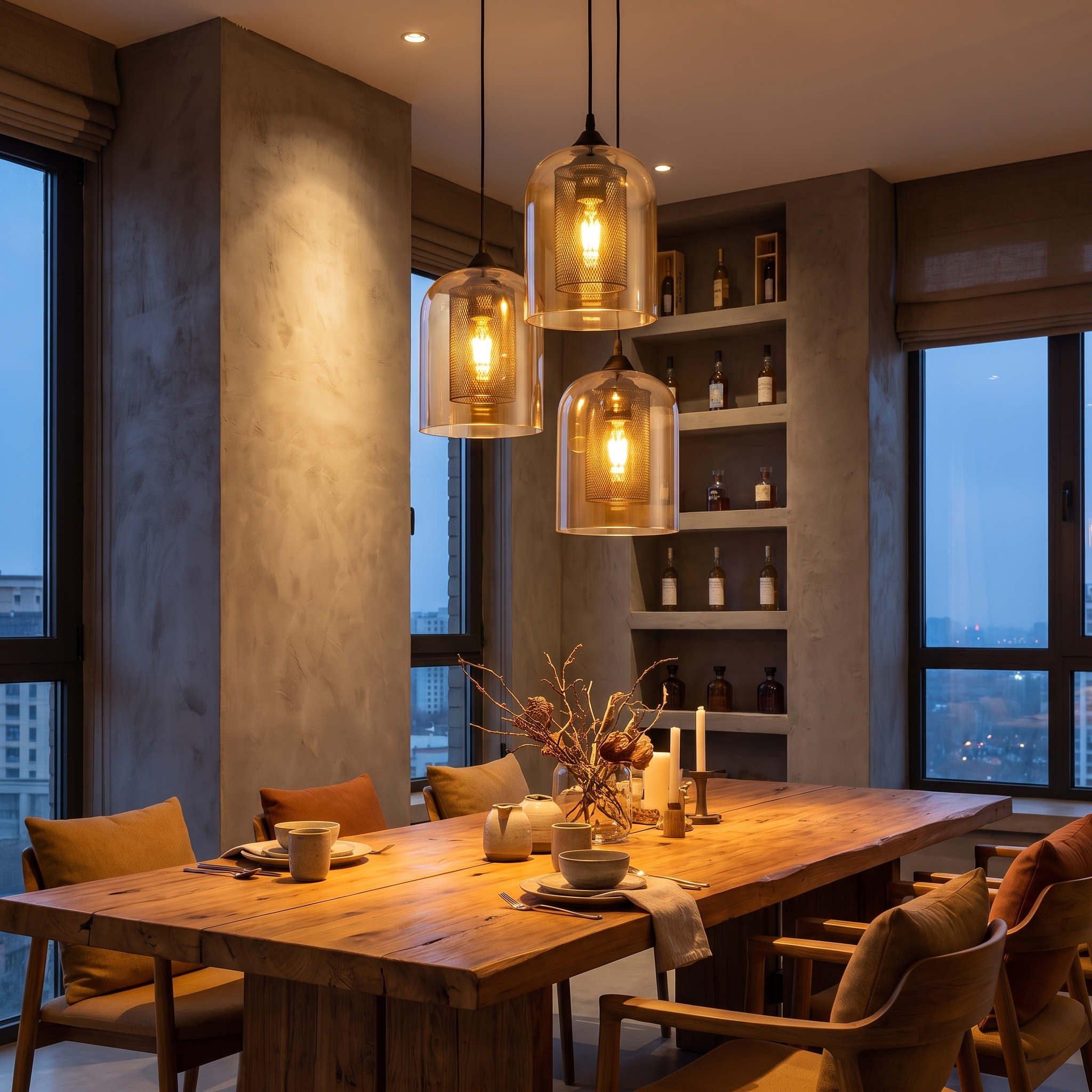 Nyla Glass Pendant Light Amber lifestyle