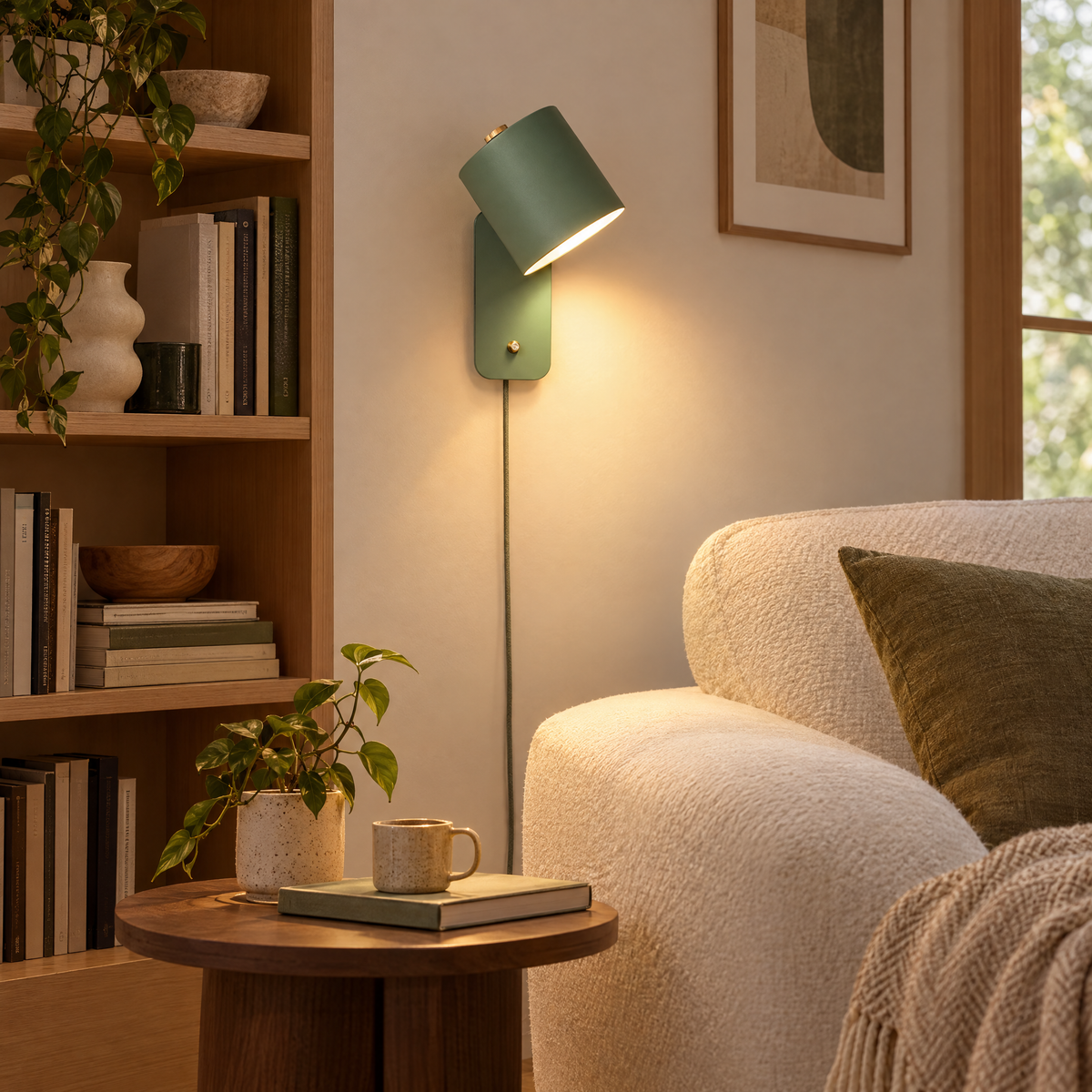 Pivo Plug In Cylinder Wall Lamp in Green