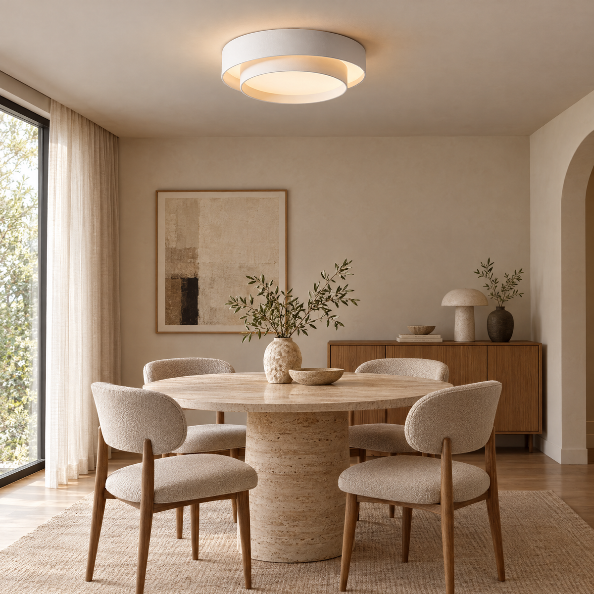 Cadenza Drum Flush Mount Ceiling Light in White