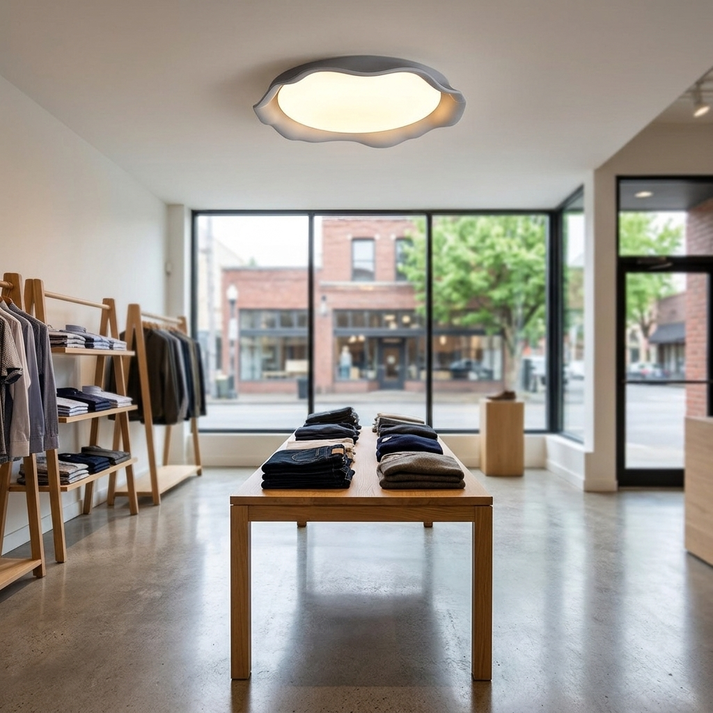 Calanque Microcement Wave Ceiling Light in Gray retail store