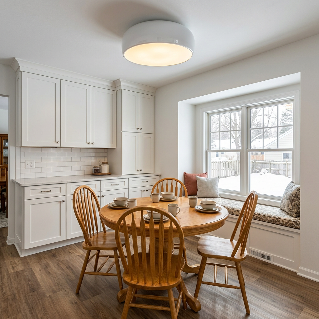 Corvina dome ceiling light in White in a suburban kitchen breakfast nook