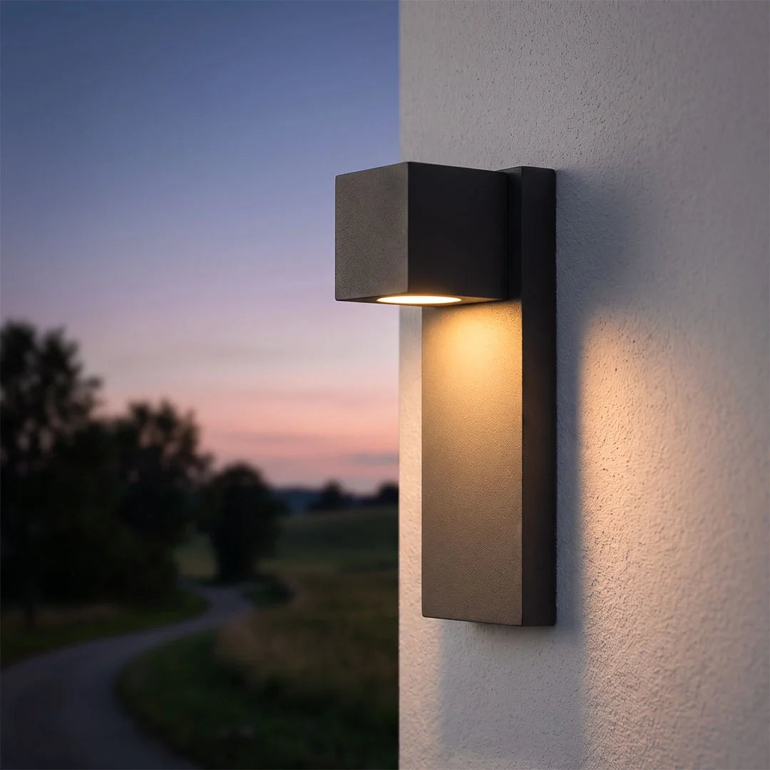 Mistral Geometric Stone Outdoor Wall Light