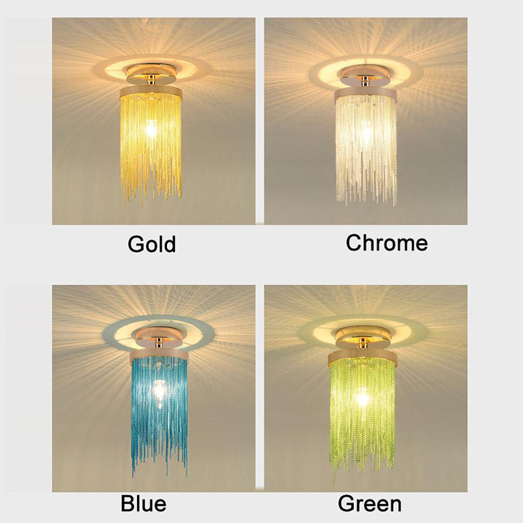 Odetta Metal Tassel Semi Flush Ceiling Light