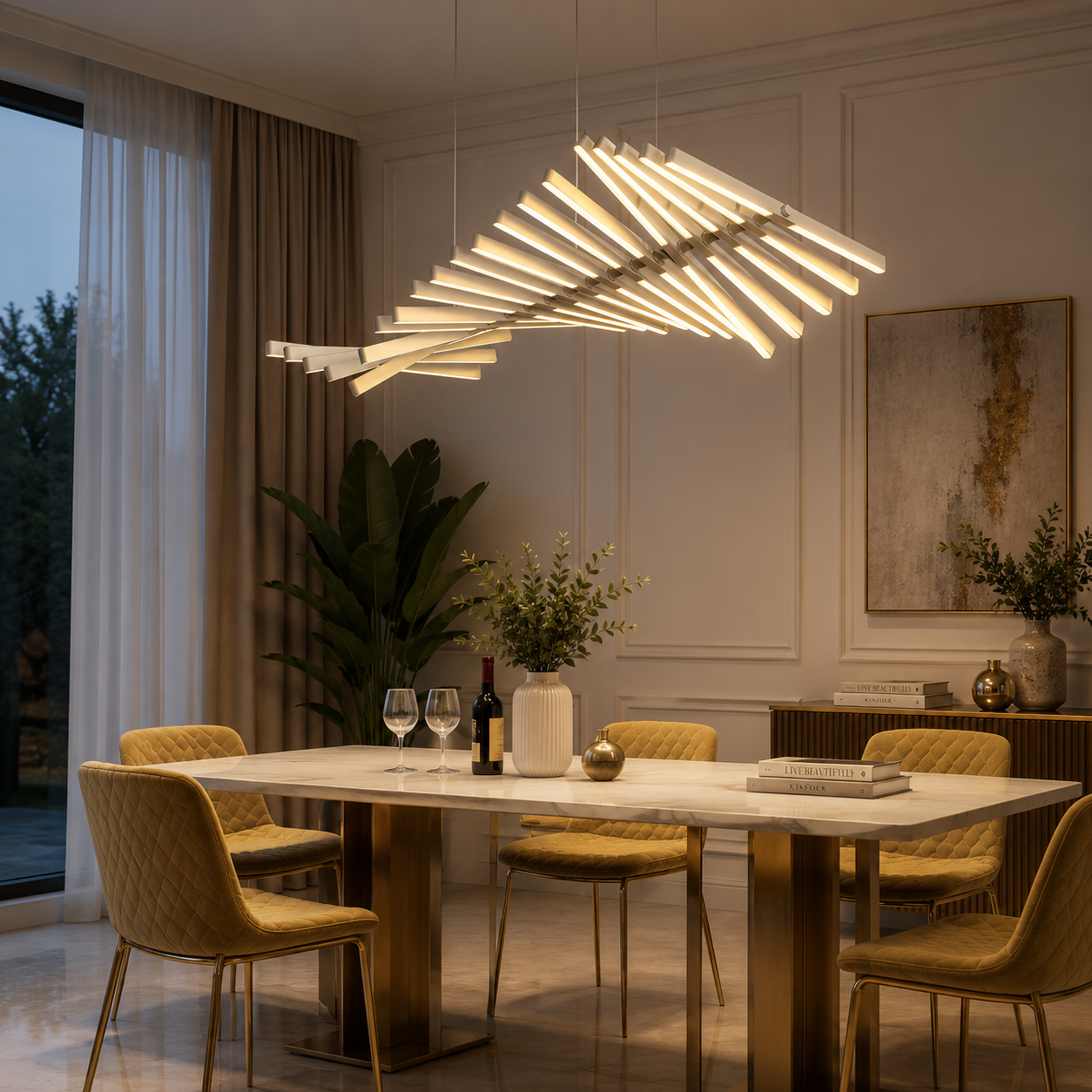 Nyxara Fishbone LED Linear Pendant Light