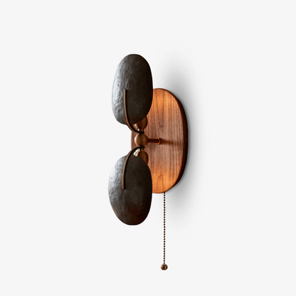 Eventail Walnut Wood Fan Wall Sconce