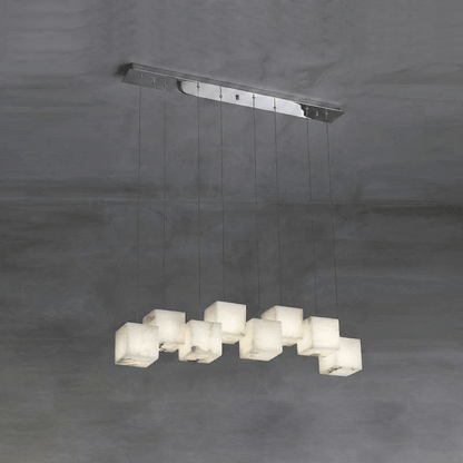 Ariane Linear Alabaster Cube Pendant Chandelier
