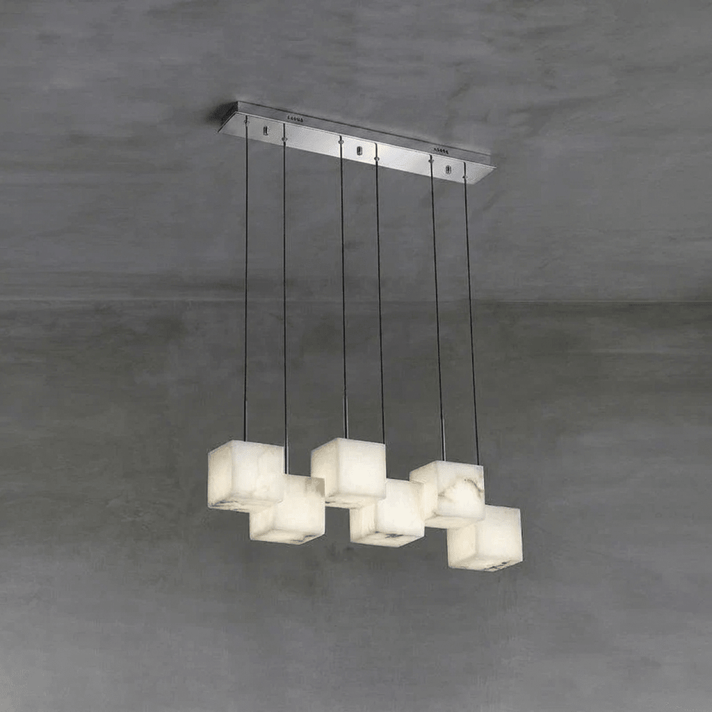 Ariane Linear Alabaster Cube Pendant Chandelier