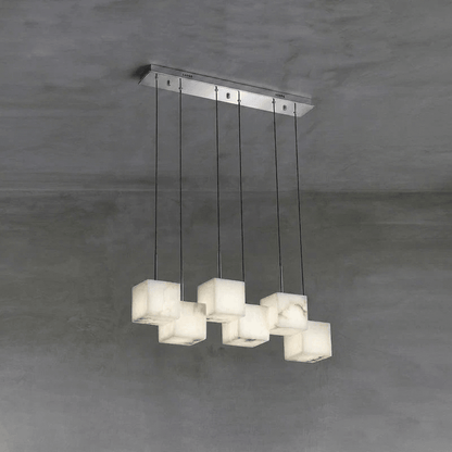 Ariane Linear Alabaster Cube Pendant Chandelier