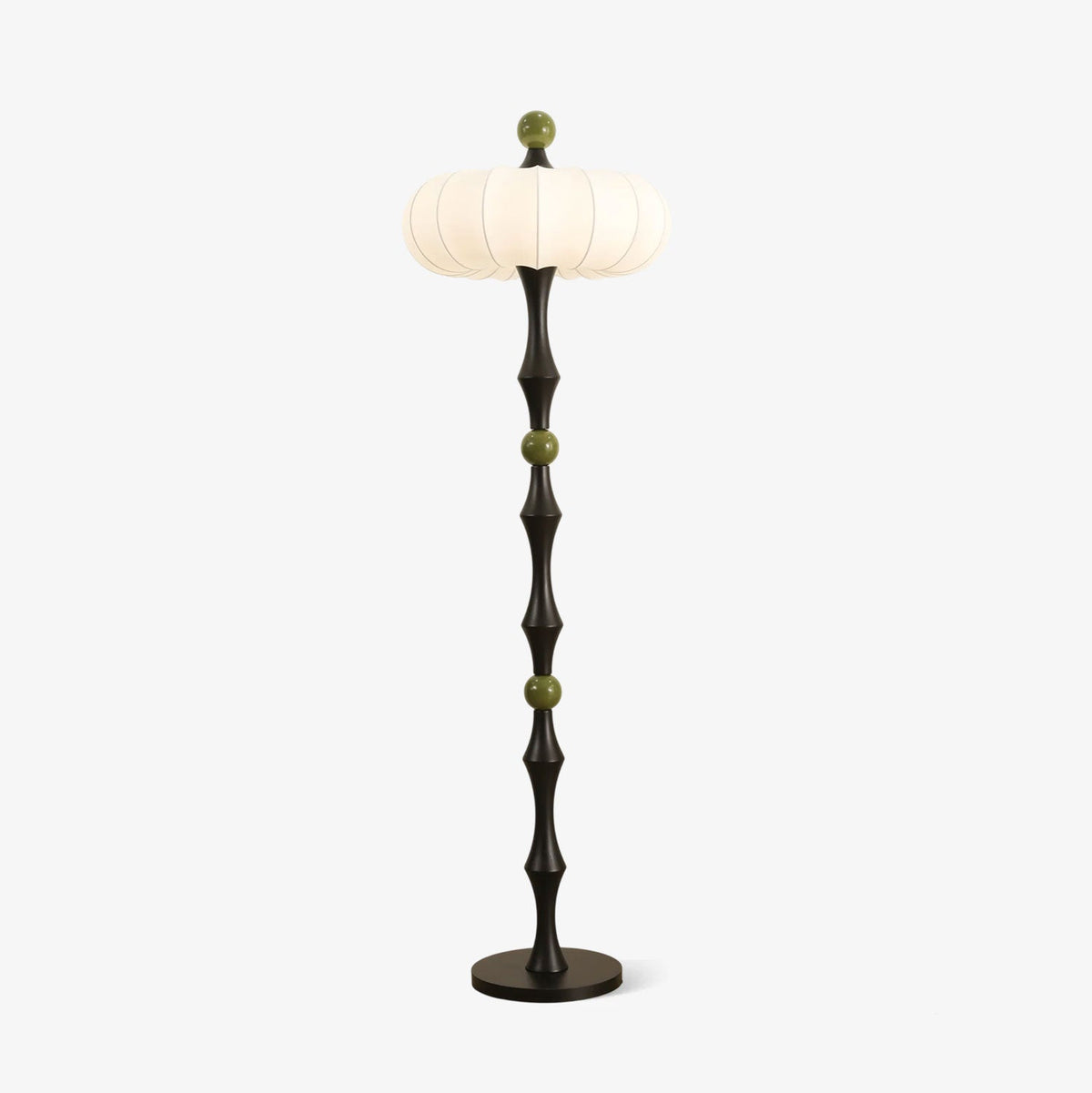 Saffi Turned Wood Silk Shade Floor Lamp