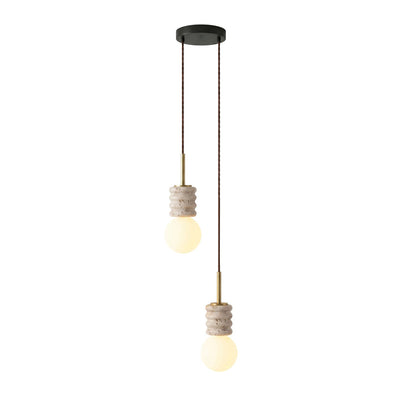 Violaine Yellow Travertine Ribbed Pendant Light
