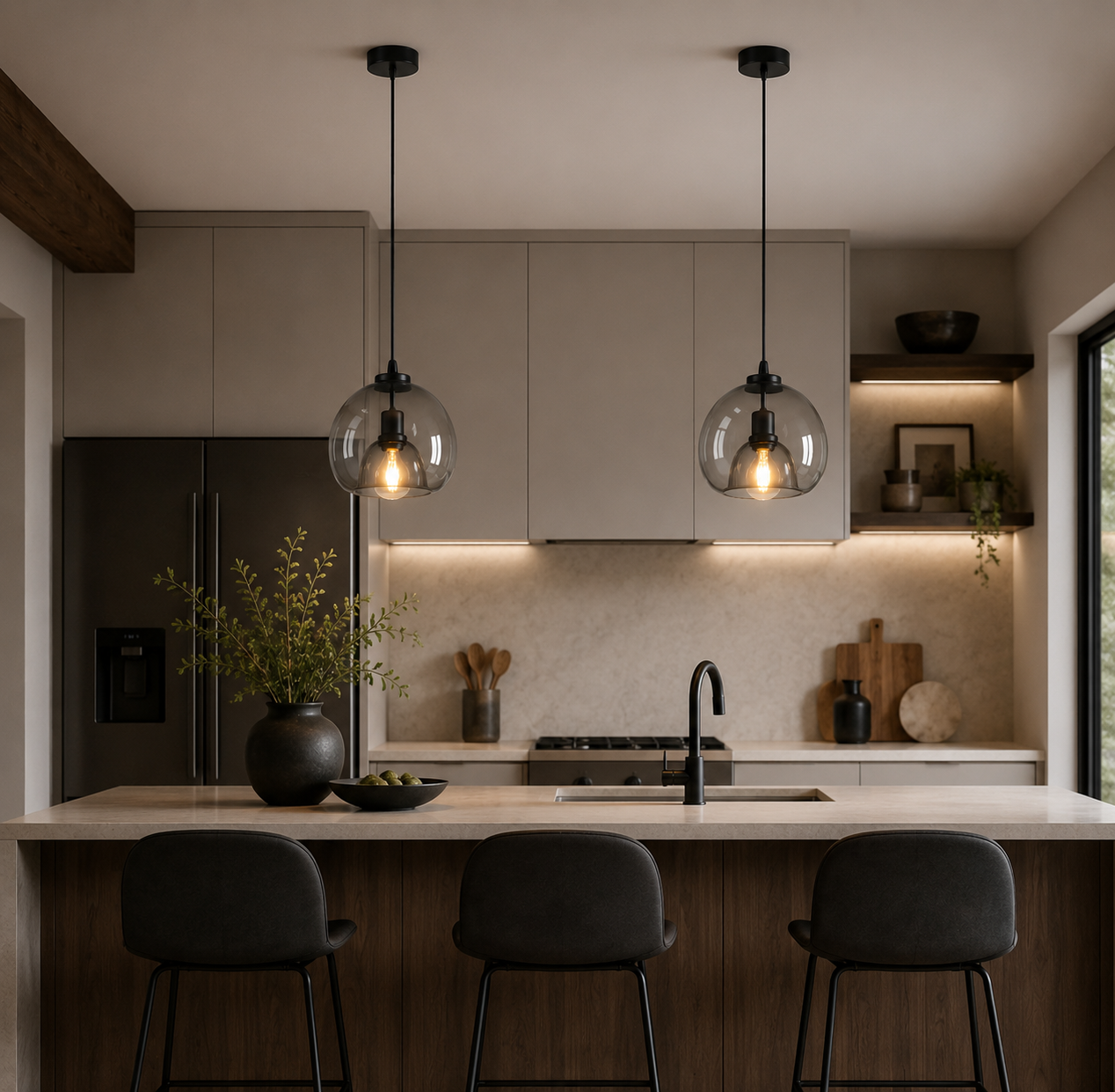 Noiré Smoked Glass Pendant Light