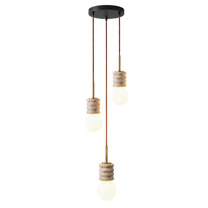Violaine Yellow Travertine Ribbed Pendant Light