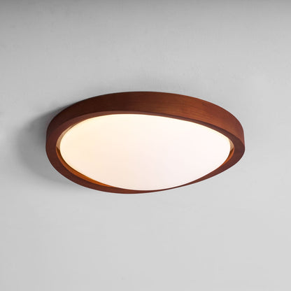 Noyer Walnut Curved Edge LED Flush Mount Ceiling Light