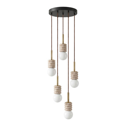 Violaine Yellow Travertine Ribbed Pendant Light