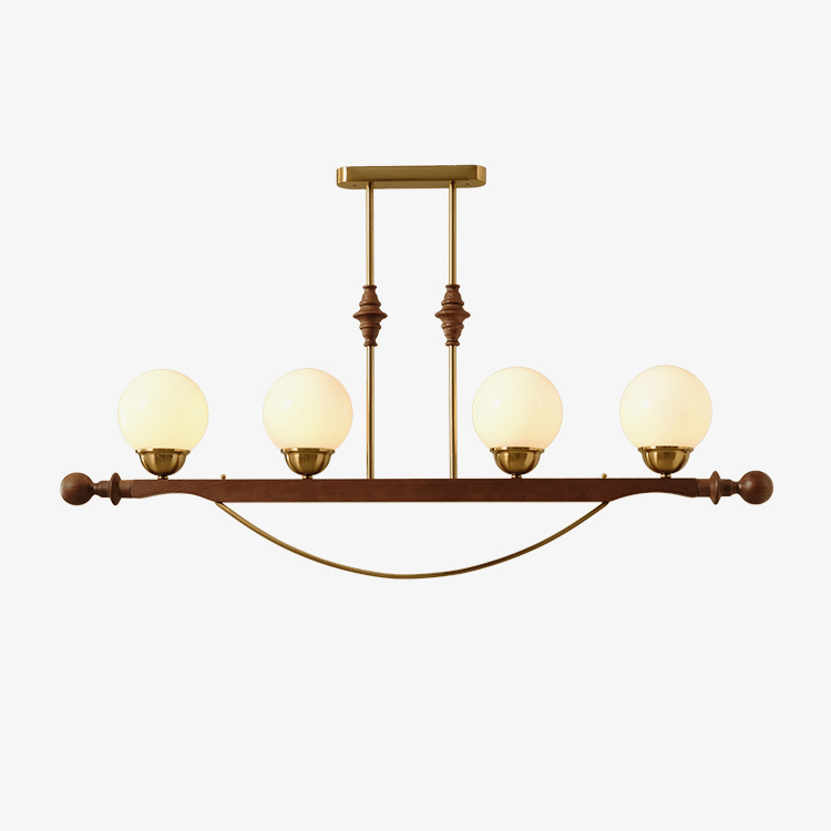 Verdane Walnut and Gold Linear Globe Chandelier