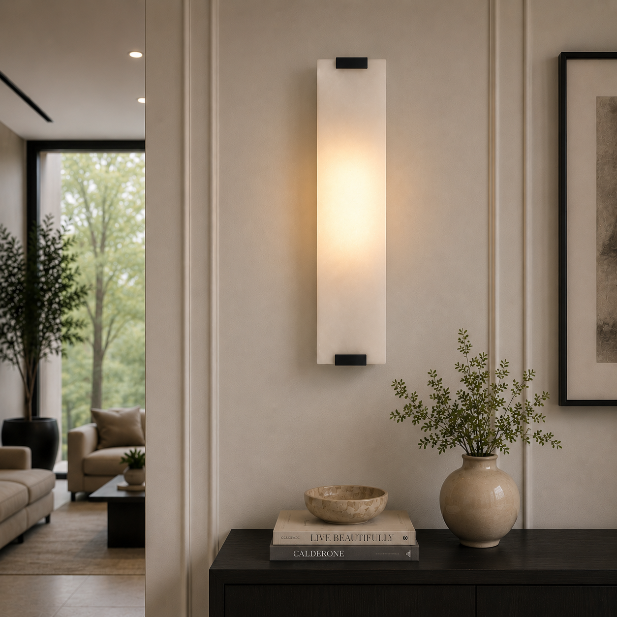 Marbella Modern Marble &amp; Brass Wall Sconce