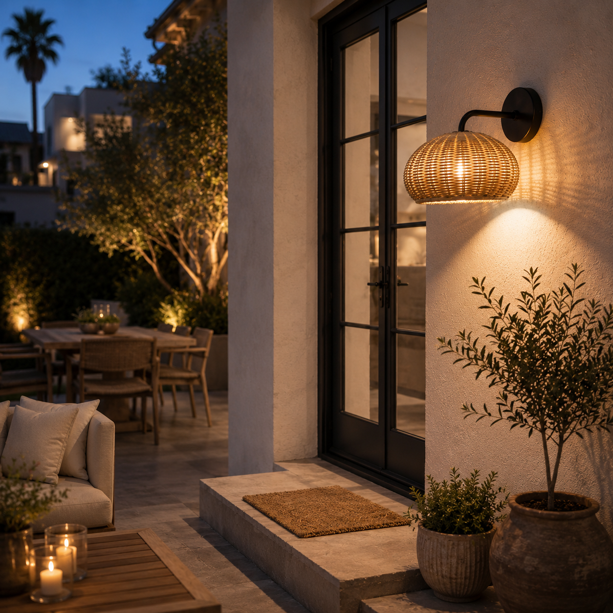 Rowan Rattan Outdoor Wall Sconce