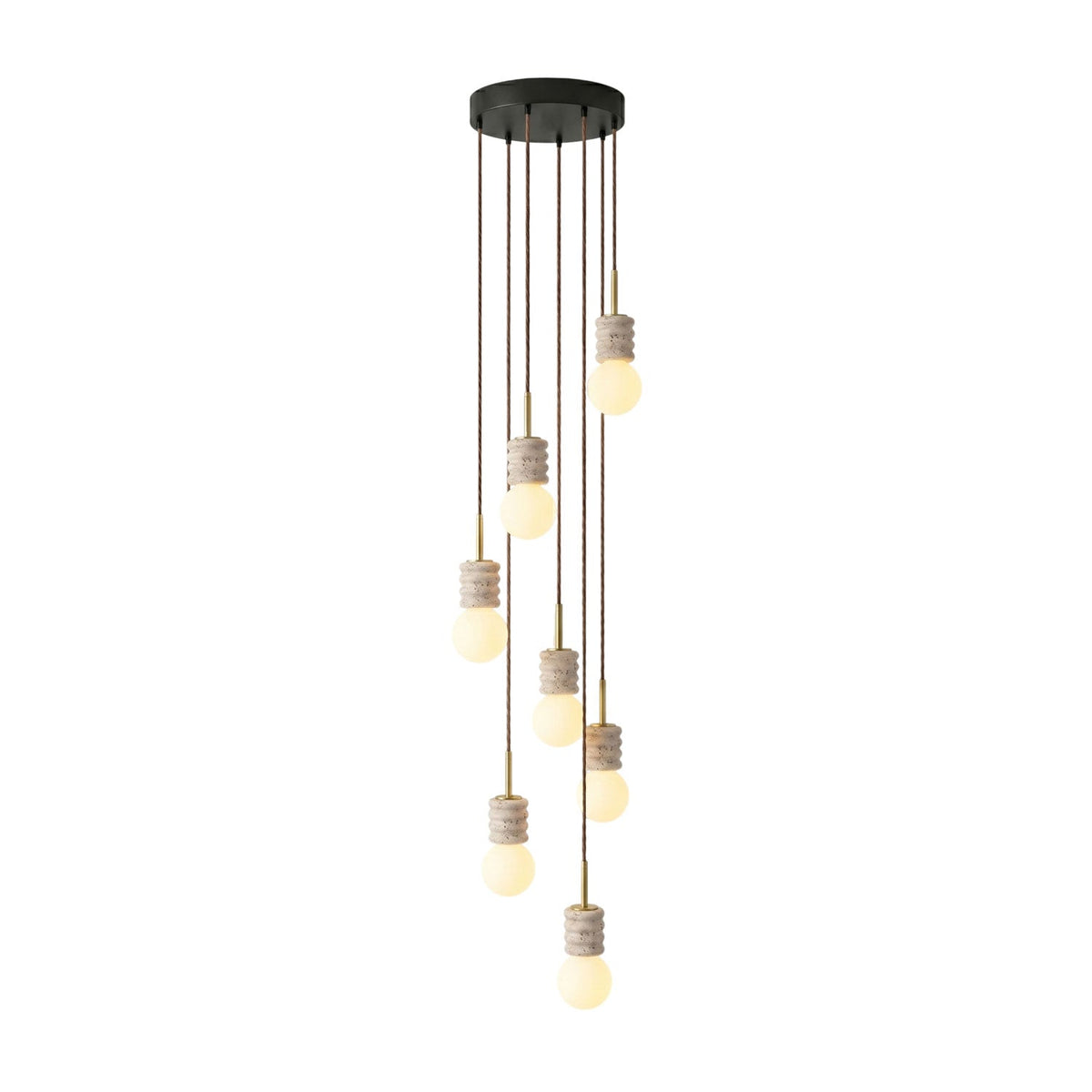 Violaine Yellow Travertine Ribbed Pendant Light
