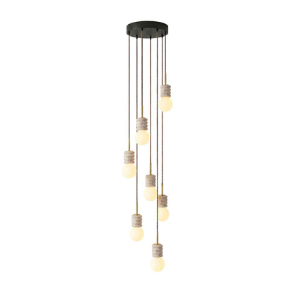 Violaine Yellow Travertine Ribbed Pendant Light
